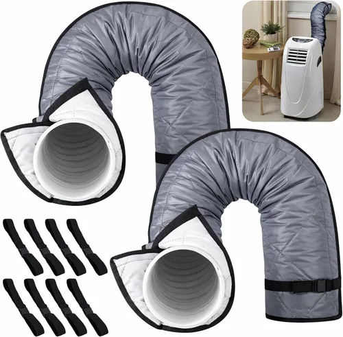Miniatura 9 de Tlswshsy Funda acolchada para manguera de aire acondicionado, cubierta de manguera con aislamiento de CA con 4 correas de hebilla ajustables, funda