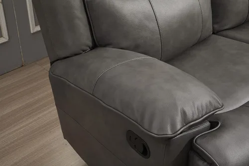 Miniatura 6 de Betsy Furniture Juego de sofá reclinable de cuero regenerado para sala de estar 8006 (marrón, silla planeadora)