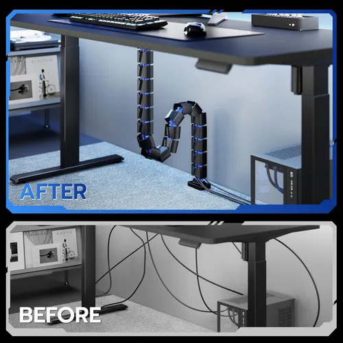 Miniatura 2 de ARES WING Columna de gestión de cables para debajo del escritorio, organización magnética de cables de vértebras para escritorio de pie, organizador
