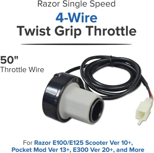 Miniatura 4 de AlveyTech Razor Acelerador de agarre giratorio de 4 hilos de una sola velocidad con cables de 50 pulgadas para Razor E100/E125 (versiones 10+), E100
