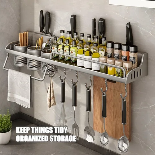 Miniatura 2 de Organizador de pared multifuncional para colgar todo en uno, organizador de pared para cocina, ahorro de espacio, estante para especias de pared