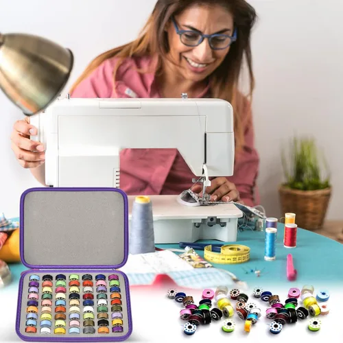 Miniatura 7 de Estuche de bobina de 63 ranuras, organizador de hilos de bobinas, caja de carretes compatible con Brother para Singer para Babylock para Janome