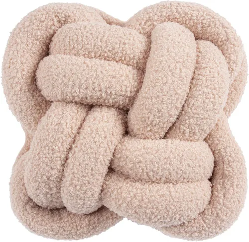Miniatura 13 de KUCCO - Almohada de nudo de lana de cordero jengibre, 11.8 x 118 pulgadas, hecha a mano, cuadrada, anudada, cojín de nudo de bola de rosa, almohada