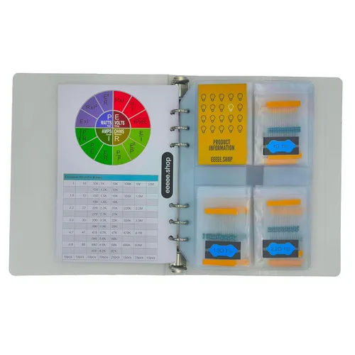 Miniatura 2 de EEEEE 61 valores (paquete de 1095) 1% 0.25w Kit de libro de resistencias, 1Ω-10MΩ RoHS compatible para Arduino, Juego de resistencias surtidas