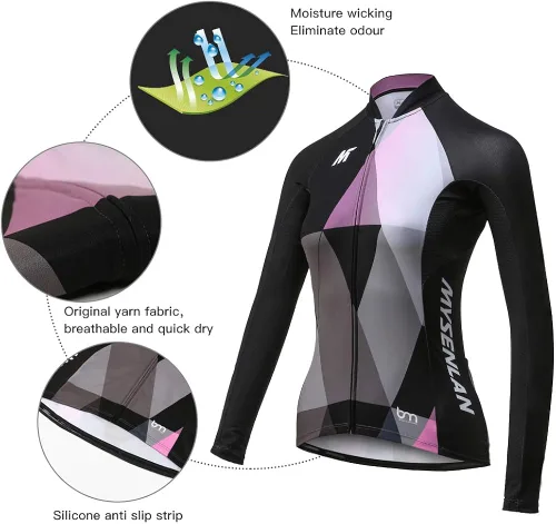 Miniatura 3 de Mysenlan - Conjunto de camiseta de ciclismo de manga larga transpirable con acolchado 3D, pantalones largos para bicicleta