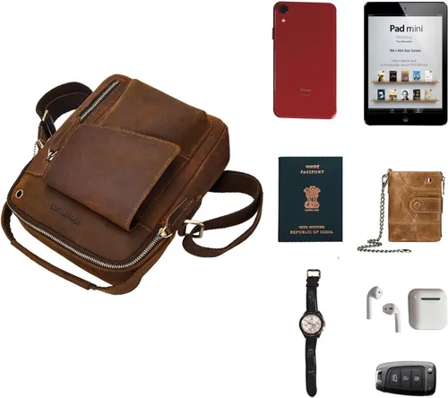 Miniatura 7 de IVESIGN Bolso bandolera para hombres y mujeres, bolso de hombro de cuero Crossbody