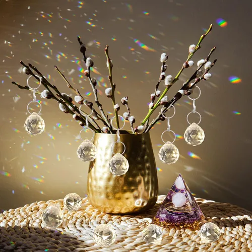 Miniatura 5 de Sabary 48 prismas de bola de cristal transparente, atrapasoles, atrapasoles, prismas de cristal para candelabros, colgantes de arco iris, prismas