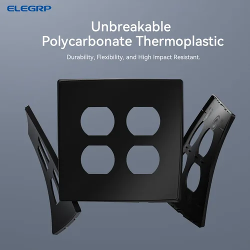 Miniatura 3 de ELEGRP Placas de pared dúplex sin tornillos de 2 segmentos, cubierta frontal termoplástica irrompible de tamaño mediano para toma de corriente Mate