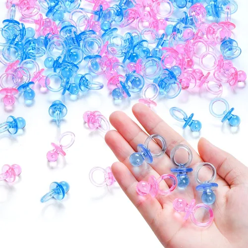 Miniatura 9 de 50 mini chupones para juegos de baby shower para niños, lindos chupetes de 1.25 pulgadas, chupete acrílico a granel para dispersión de mesa de Azul