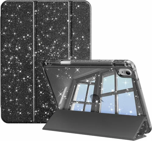 Funda compatible con iPad de 11ª y 10ª generación de 11 pulgadas 2025/10.9 pulgadas 2022, parte trasera transparente brillante con soporte para
