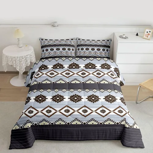 Miniatura 11 de Feelyou Juego de edredón geométrico del suroeste para niños y niñas, edredón nativo del suroeste, tamaño individual, juego de ropa de cama