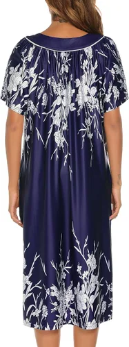 Miniatura 5 de YOZLY Vestido de casa para mujer, de manga corta, abrigo de casa con bolsillos
