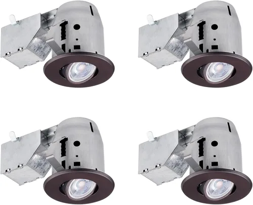 Miniatura 8 de Globe Electric 90718 - Kit de iluminación empotrable de 3 pulgadas con clasificación LED IC giratoria, paquete de 4, acabado blanco, clips fáciles