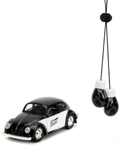 Punch Buggy 1:32 Escala 1:32 Volkswagen Beetle 1959 - Auto fundido a presión con mini guantes (negro), juguetes para niños y adultos