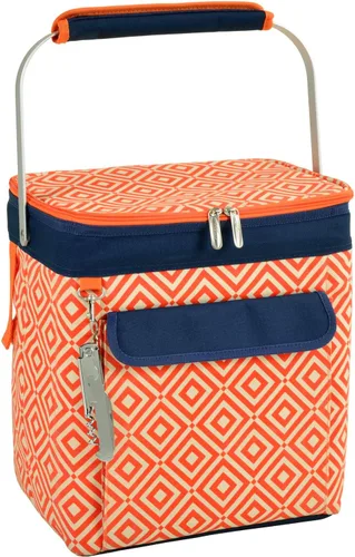 Miniatura 3 de Picnic at Ascot Bolsa de vino aislada para 6 botellas, enfriador multiusos plegable, naranja/azul marino