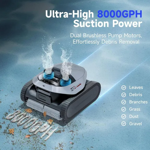 Miniatura 3 de DREAME Limpiador robótico de piscinas, succión fuerte de 8000 GPH, tiempo de ejecución de 180-300 minutos, mapeo de navegación inteligente, limpieza