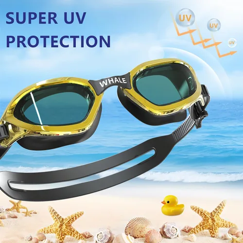 Miniatura 4 de Whale Gafas de natación para niños, 100% protección UV y antivaho - Sello de silicona ultra suave, para edades de 4 a 14 años dorado brillante