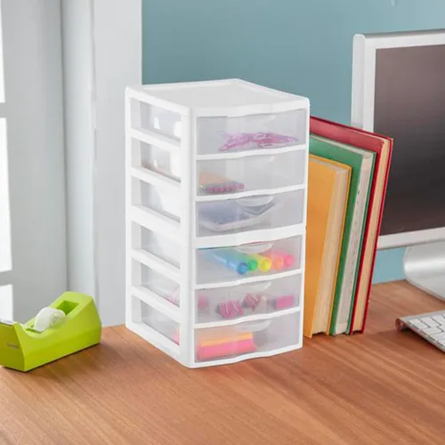 Miniatura 9 de Sterilite Clearview - Unidad de almacenamiento de escritorio pequeña con 3 cajones multiuso de plástico, para el hogar, aulas u espacios de oficina
