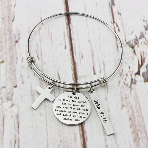 Miniatura 3 de Memgift - Brazalete inspirador para mujer cristiana, joyería, con citas bíblicas grabadas, extensible
