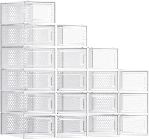 Miniatura 14 de SONGMICS Cajas de zapatos, paquete de 12 organizadores de almacenamiento de zapatos, cajas apilables de plástico transparente para armario, tenis