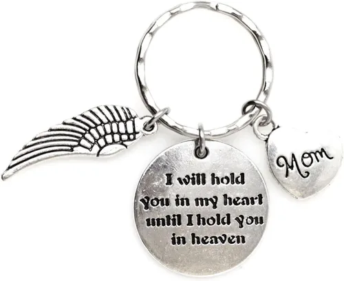 Miniatura 7 de Llavero con texto en inglés "I Will Hold You in My Heart Until I Hold You in Heaven Angel Wing Family Charm Veterans Luurn Grief Sympathy