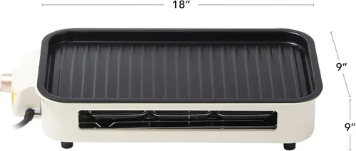 Miniatura 10 de OVENTE Parrilla eléctrica 2 en 1 para interior, parrilla coreana sin humo de 1500W con placa de cocción extraíble antiadherente, 3 sartenes