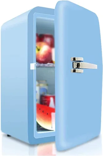 JNYB Mini refrigerador para dormitorio, 17 L/27 latas, enfriador y calentador portátil para alimentos de 12 V para dormitorio, hogar, oficina, Azul