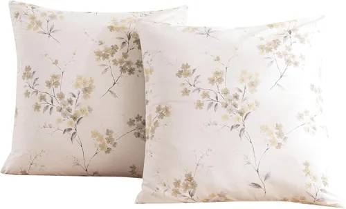 Miniatura 12 de ECOCOTT Floral Pillowcases Standard Size Set of 2, 100% Washed Cotton Pillow Cases with Envelope Closure, Beige Botanical Wildflower Printed Pillow