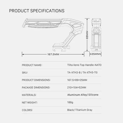 Miniatura 9 de Tilta Mango Superior Xeno para Cineastas y Cámaras - Negro Construcción de Aleación de Aluminio y Silicona Roscas de 1/4"-20 y 3/8"-16
