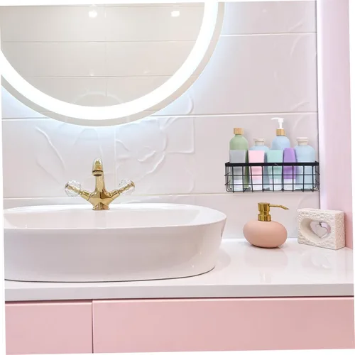 Miniatura 5 de Luxshiny Cesta de almacenamiento de metal montada en la pared para cocina y baño, organizador versátil para acondicionadores de champú y más diseños