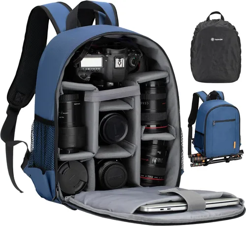 Miniatura 11 de TARION Mochila para cámara pequeña – Estuche profesional para fotografía DSLR con compartimento para laptop de 13 pulgadas y cubierta impermeable
