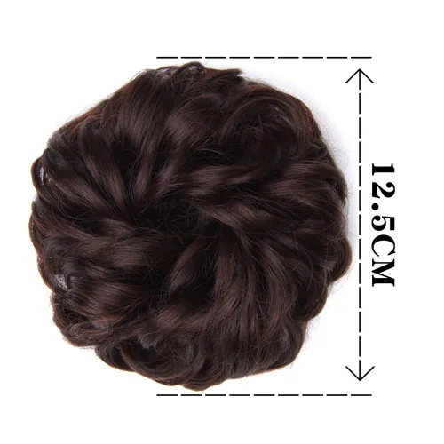 Miniatura 2 de Extensiones de moño sintético rizado y desordenado para mujer, color marrón y negro