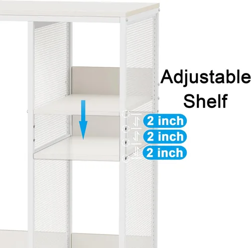 Miniatura 5 de KirKical Gabinete de Bar de Café de 3 Niveles con Espacio para Mini Refrigerador, Soporte de Microondas de Estilo Simple Estante de Panadería, Blanco