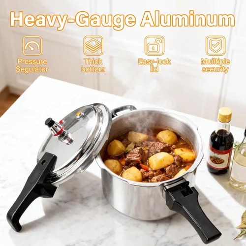 Miniatura 5 de DOITOOL Olla a presión de aluminio de 4.2 cuartos de galón, olla de cocción rápida, compatible con cocinas de inducción y estufas de gas