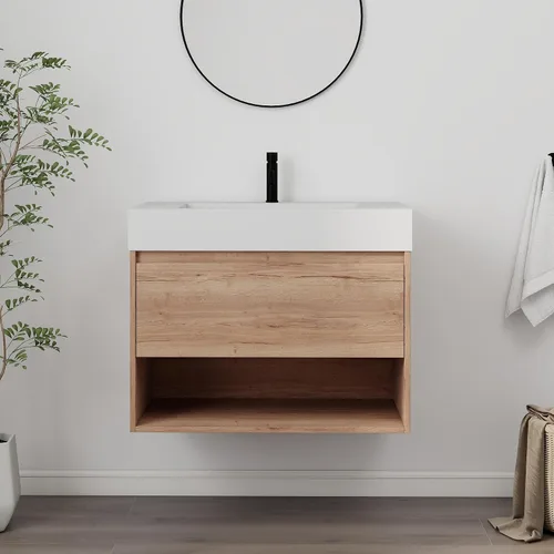 Miniatura 11 de Armario de pared de baño sobre el inodoro, armario de almacenamiento de 2 puertas montado en la pared, botiquín de madera con estantes ajustables