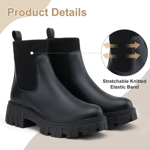 Miniatura 3 de Jeossy Botines 9610 para mujer, con plataforma Chelsea, tacón grueso, suela elástica