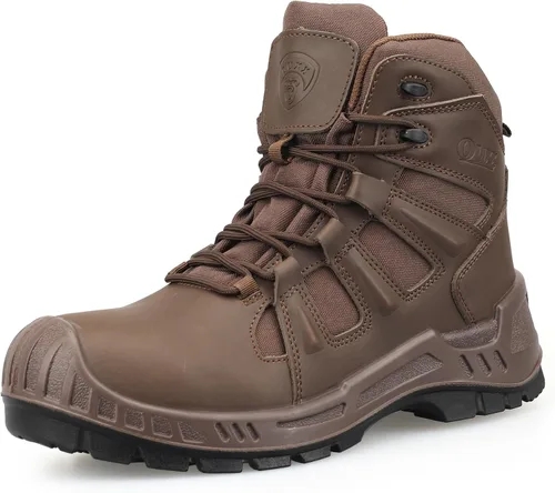 Miniatura 9 de Botas de trabajo con punta compuesta para hombres, zapatos de seguridad ASTM F2413, sin metal, bota antideslizante (OX4603)