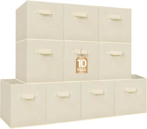 STORAGE MANIAC Cubos de Almacenamiento, Contenedores de Almacenamiento Plegables de 11 Pulgadas con Asas, Paquete de 10 Contenedores de Tela