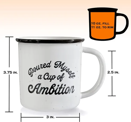 Miniatura 3 de MAINEVENT Taza de café de cerámica con texto en inglés «Pour Myself a Cup of Ambition» de 11 onzas, regalo para mujeres