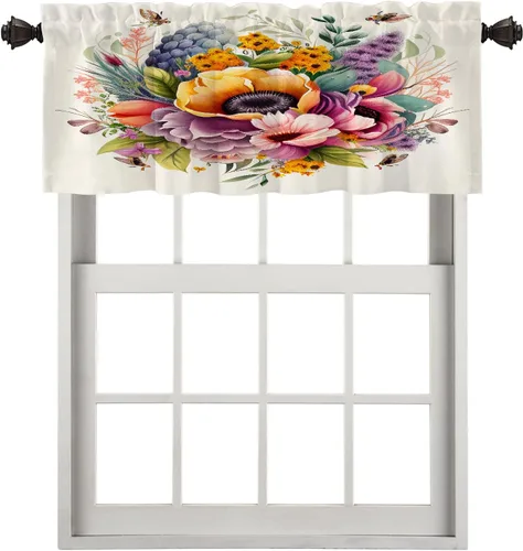 Miniatura 49 de Cortinas opacas de poliéster multicapa para cafetería, con diseño de diamantes, 2 unidades, 26 x 24 pulgadas