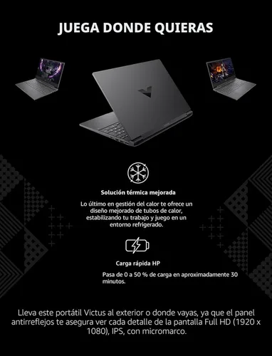 Miniatura 5 de Laptop Gaming HP Victus 15, NVIDIA GeForce RTX 3050, Intel Core i5-12500H de 12ª generación, 8 GB de RAM, SSD de 512 GB, pantalla Full HD, Windows