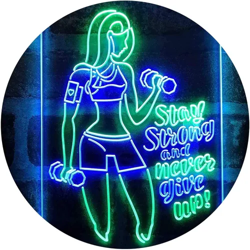 Miniatura 20 de ADVPRO Fitness Club Gym Stay Strong Never Give Up Dual Color LED Neon Sign azul & rojo 8 x 12 pulgadas st6s23-i4043-br