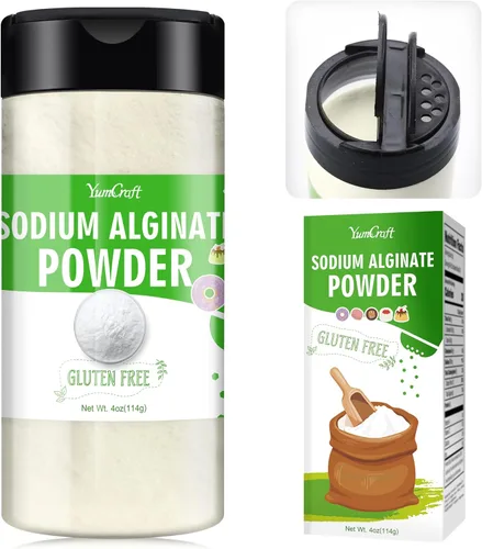 Polvo de alginato de sodio – Polvo espesante de alginato de sodio puro de 4 onzas, agente gelificante natural para postres, fabricación de esferas