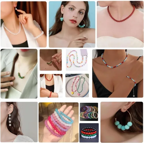 Miniatura 6 de Paquete de 2: más de 1300 cuentas redondas de vidrio para la fabricación de joyas, cuentas de cristal de 48 colores de 0.315 pulgadas para pulseras