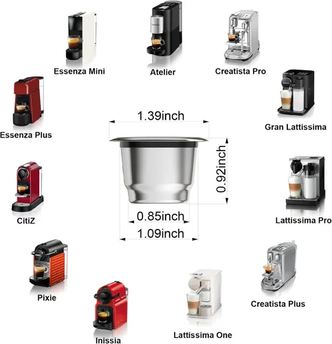 Miniatura 6 de 10 cápsulas reutilizables para Nespresso OriginalLine – Cápsulas de café recargables tazas de acero inoxidable compatibles con máquina Nespresso