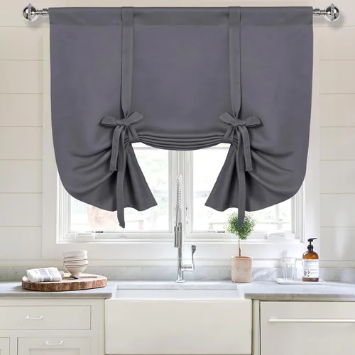 Miniatura 72 de DWCN Cortinas Opacas - Persiana Enrollable con Lazos para Ventana, Aislamiento Térmico, Oscurecimiento de Habitación, Cortinas con Bolsillo
