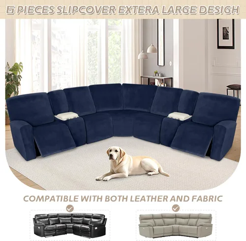 Miniatura 621 de Arfntevss Fundas de sofá seccional reclinable de terciopelo, Funda de sofá seccional de esquina para sofá reclinable, Funda elástica suave