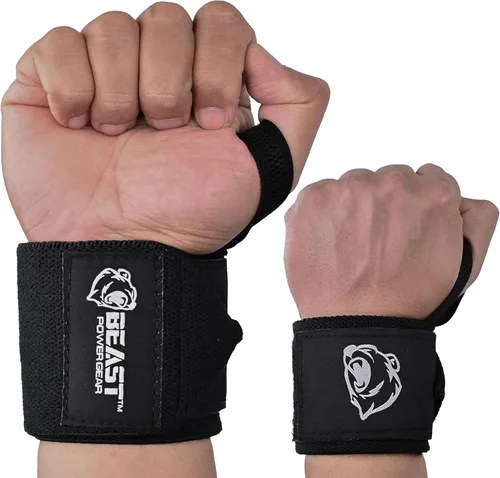 Beast Power Gear Muñequeras para levantamiento de pesas de 18 pulgadas, soporte de muñeca de alta calidad para culturismo, resistente, lazo para el
