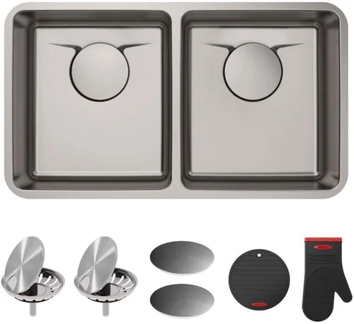 Miniatura 10 de Kraus Dex 33-pulgadas bajo montaje de acero inoxidable calibre 16 fregadero de cocina de un tazón, KD1US33B