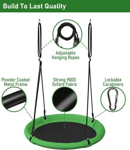 Miniatura 2 de Juego de columpio de árbol de platillo de 24 pulgadas para niños y adultos, asiento de columpio volador ajustable para patio trasero o patio